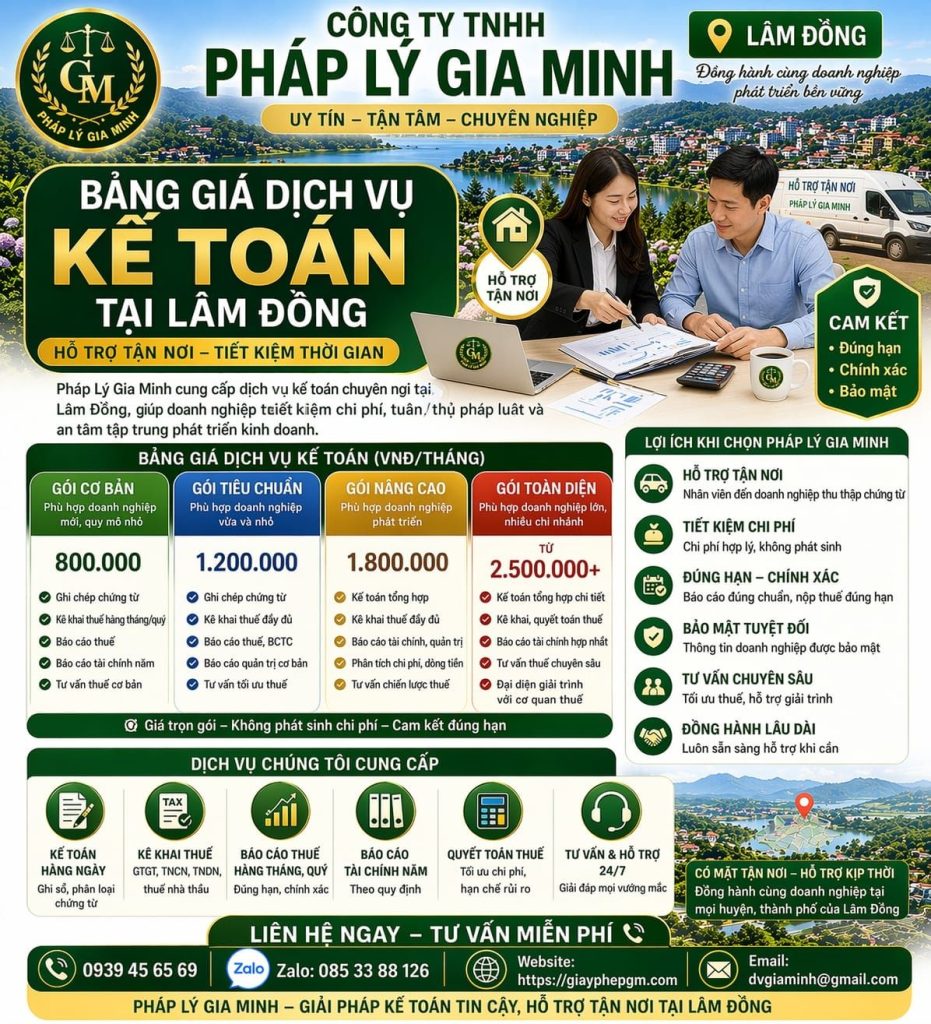báo giá dịch vụ kế toán tại lâm đồng
