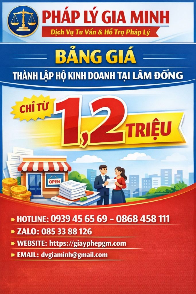 chi phí mở hộ kinh doanh tại lâm đồng