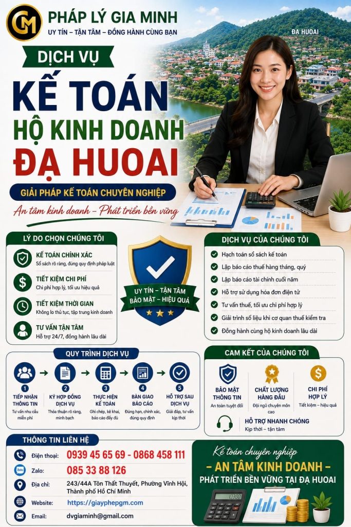 Dịch vụ kế toán hộ kinh doanh Đạ Huoai – Hỗ trợ thuế, sổ sách chuyên nghiệp 1 Dịch Vụ Kế Toán Hộ Kinh Doanh Đạ Huoai