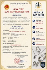 Giấy phép xuất khẩu trang sức Titan