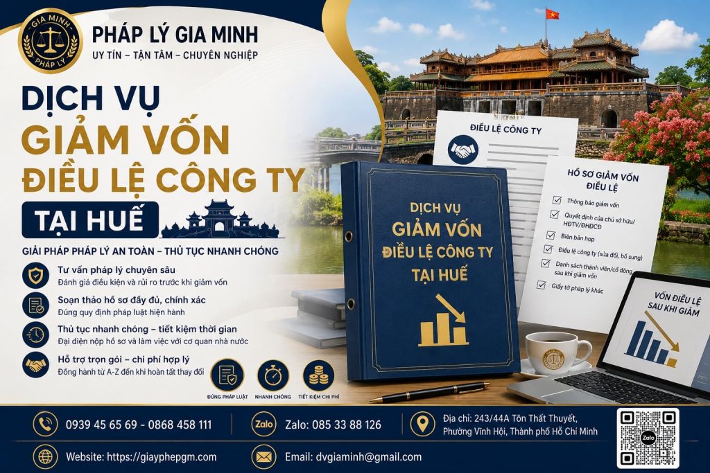 Dịch vụ giảm vốn điều lệ công ty tại Huế