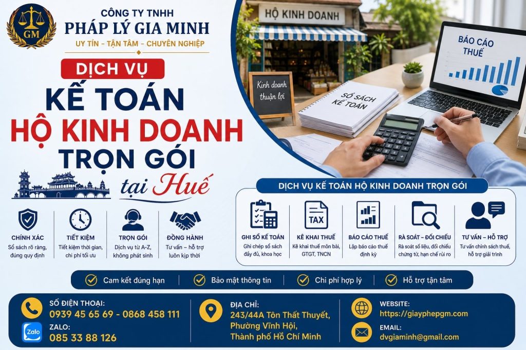 Dịch vụ kế toán hộ kinh doanh trọn gói tại Huế