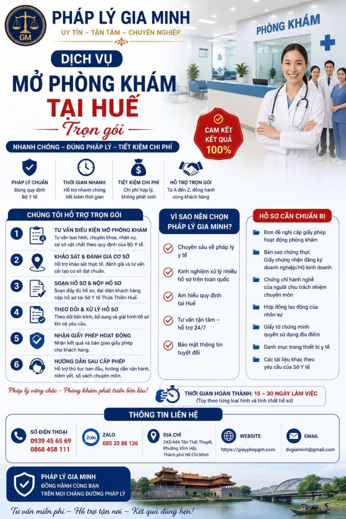 Dịch vụ mở phòng khám tại Huế trọn gói