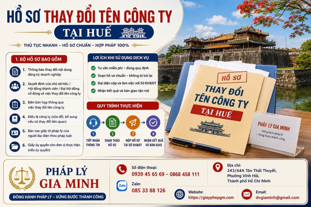 Hồ sơ thay đổi tên công ty tại Huế