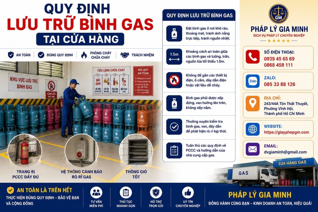 Quy định lưu trữ bình gas tại cửa hàng