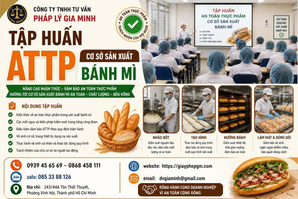 Tập huấn ATTP cơ sở sản xuất bánh mì chuẩn hóa vệ sinh từ nguyên liệu đến thành phẩm 1 Tập huấn ATTP cơ sở sản xuất bánh mì