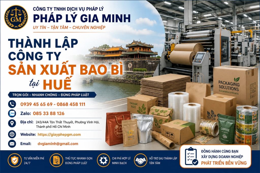 Thành lập công ty sản xuất bao bì tại Huế