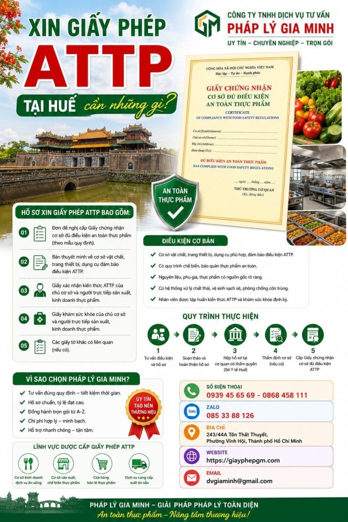 Xin giấy phép ATTP tại Huế cần những gì