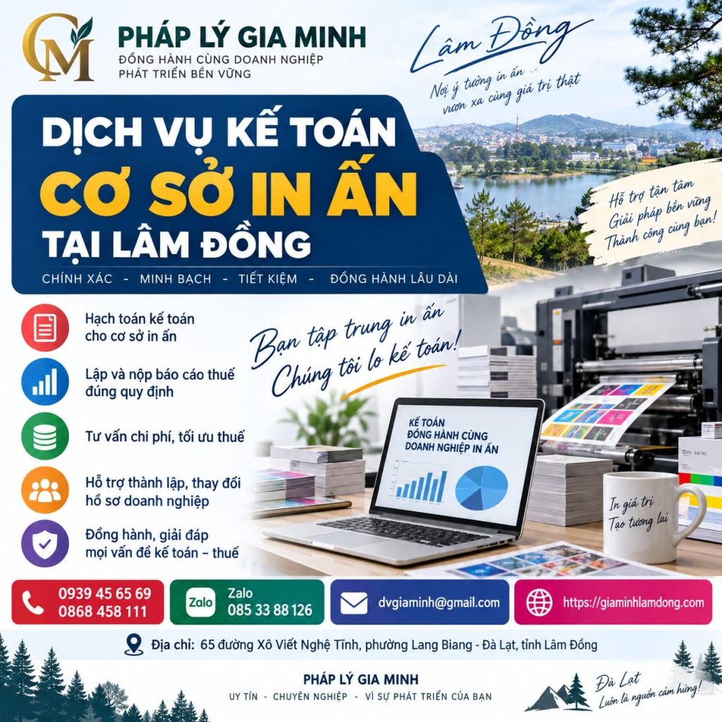 Dịch vụ kế toán cơ sở in ấn tại Lâm Đồng 1 Dịch vụ kế toán cơ sở in ấn tại Lâm Đồng