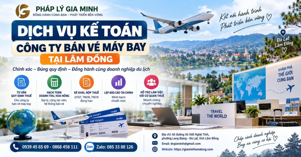 Dịch vụ kế toán công ty bán vé máy bay tại Lâm Đồng