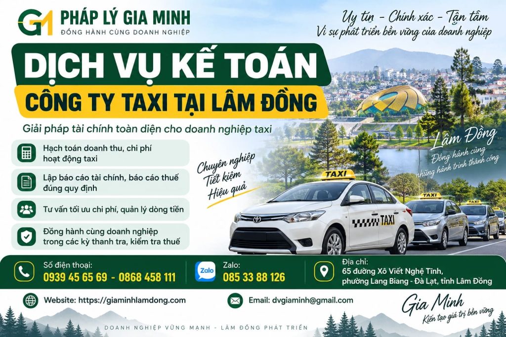 Dịch vụ kế toán công ty taxi tại Lâm Đồng 1 Dịch vụ kế toán công ty taxi tại Lâm Đồng