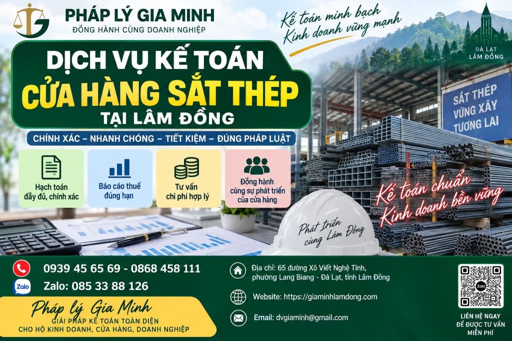 Dịch vụ kế toán cửa hàng sắt thép tại Lâm Đồng