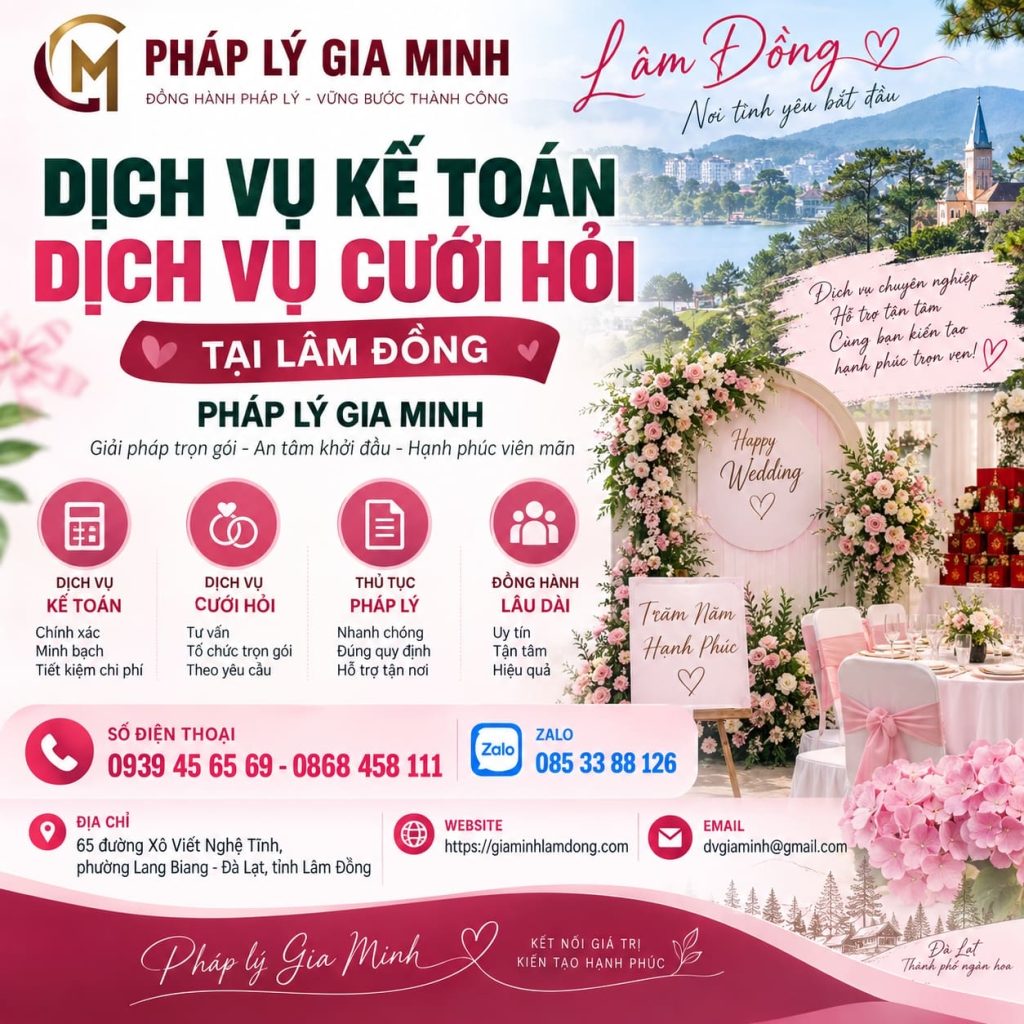 Dịch vụ kế toán dịch vụ cưới hỏi tại Lâm Đồng