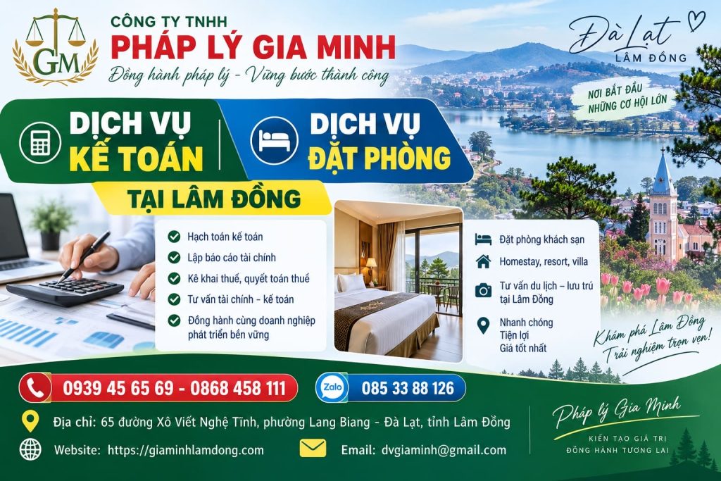 Dịch vụ kế toán dịch vụ đặt phòng tại Lâm Đồng