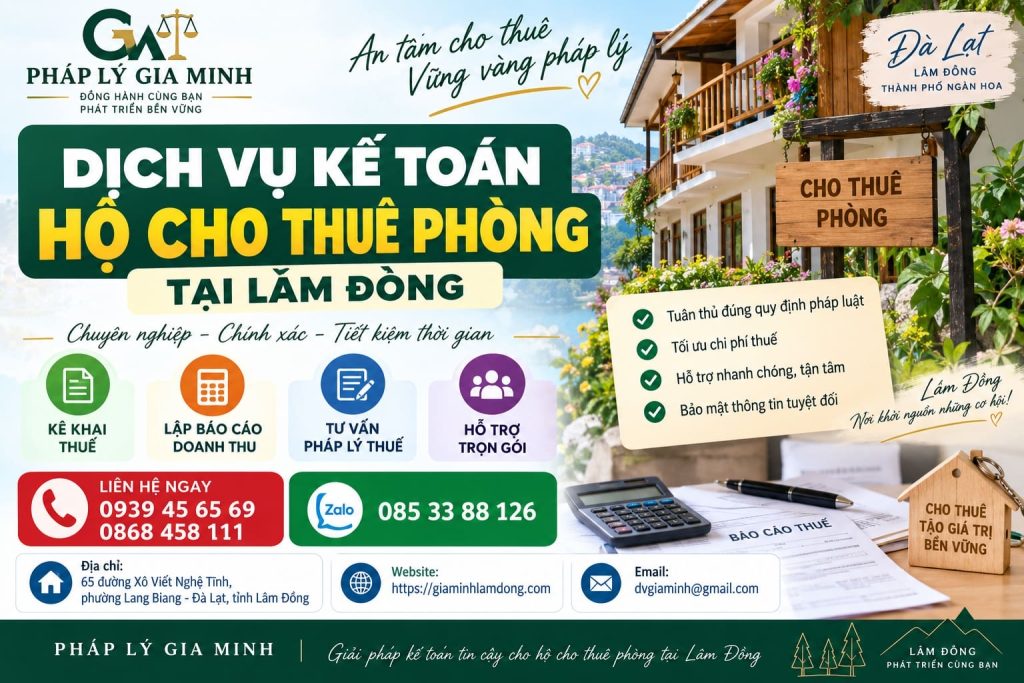 Dịch vụ kế toán hộ cho thuê phòng tại Lâm Đồng đúng quy định 1 Dịch vụ kế toán hộ cho thuê phòng tại Lâm Đồng