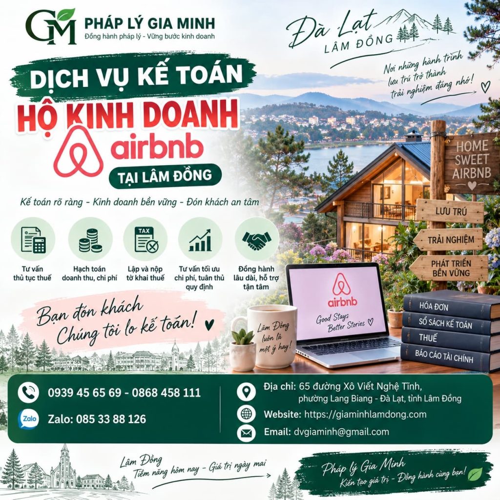 Dịch vụ kế toán hộ kinh doanh Airbnb tại Lâm Đồng