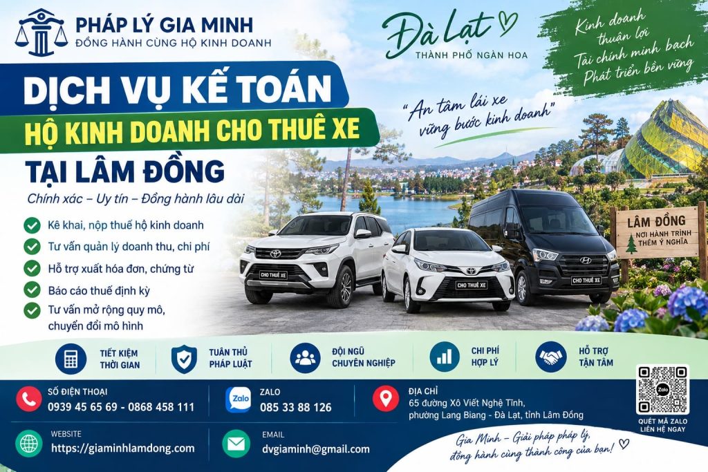 Dịch vụ kế toán hộ kinh doanh cho thuê xe tại Lâm Đồng đúng thuế 1 Dịch vụ kế toán hộ kinh doanh cho thuê xe tại Lâm Đồng