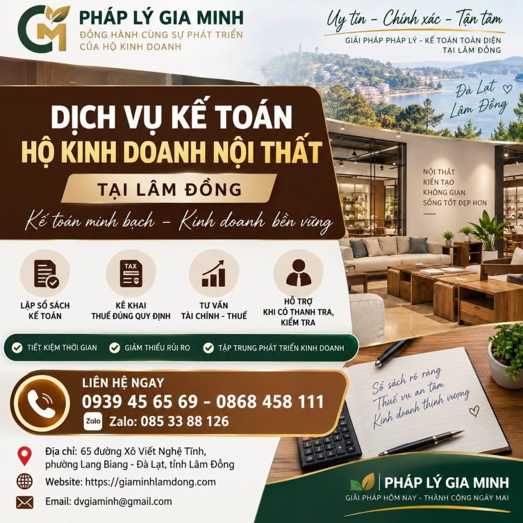 Dịch vụ kế toán hộ kinh doanh nội thất tại Lâm Đồng