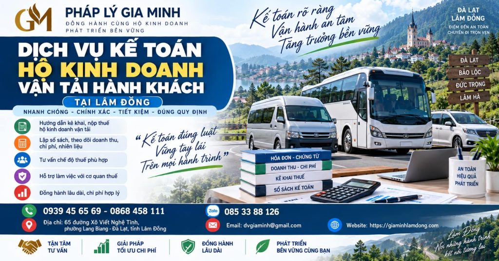 Dịch vụ kế toán hộ kinh doanh vận tải hành khách tại Lâm Đồng 1 Dịch vụ kế toán hộ kinh doanh vận tải hành khách tại Lâm Đồng