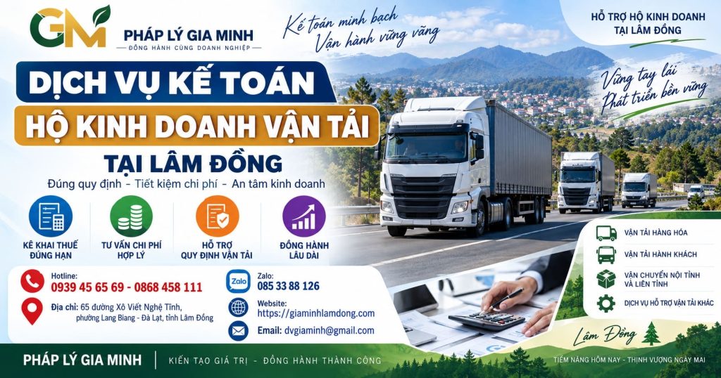 Dịch vụ kế toán hộ kinh doanh vận tải tại Lâm Đồng