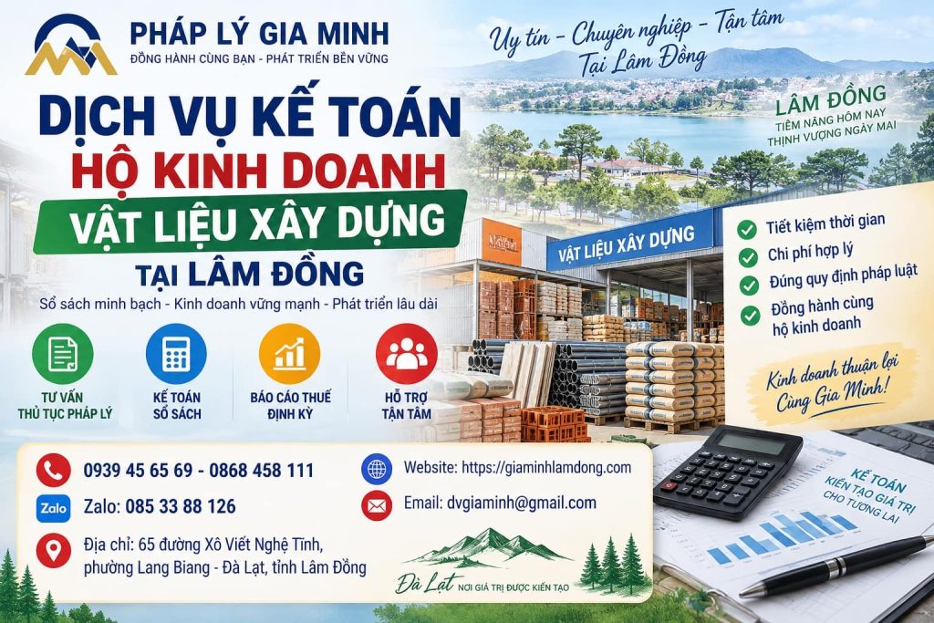 Dịch vụ kế toán hộ kinh doanh vật liệu xây dựng tại Lâm Đồng đúng thuế 1 Dịch vụ kế toán hộ kinh doanh vật liệu xây dựng tại Lâm Đồng