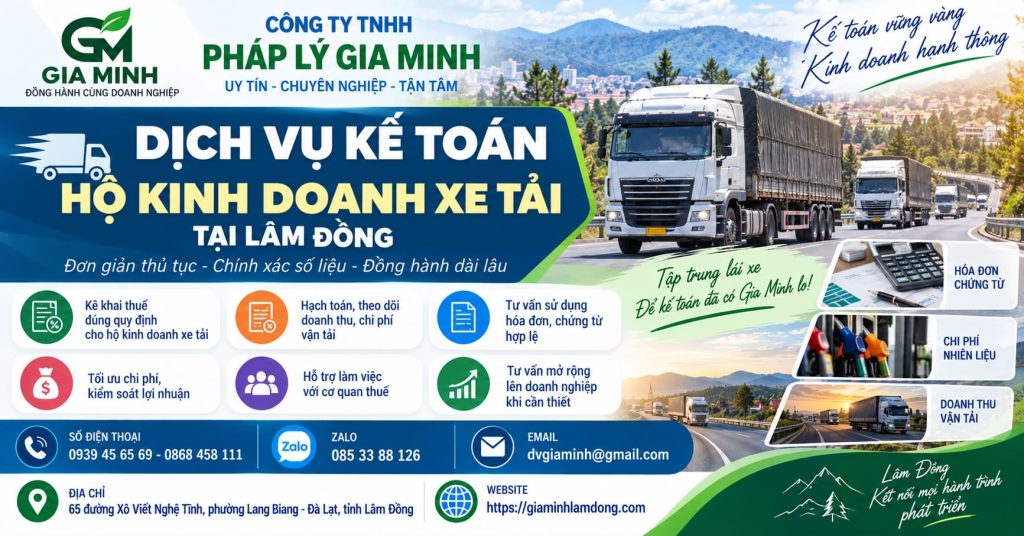 Dịch vụ kế toán hộ kinh doanh xe tải tại Lâm Đồng