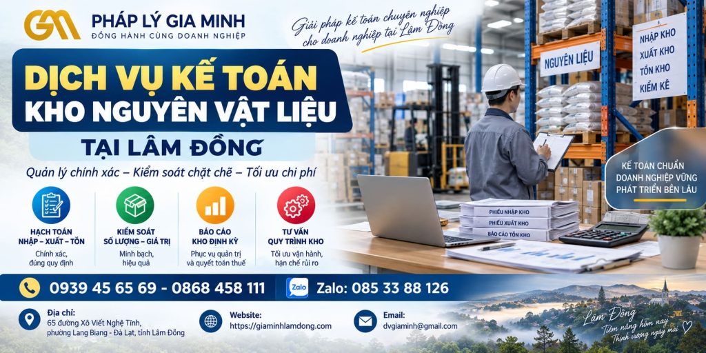 Dịch vụ kế toán kho nguyên vật liệu tại Lâm Đồng 1 Dịch vụ kế toán kho nguyên vật liệu tại Lâm Đồng