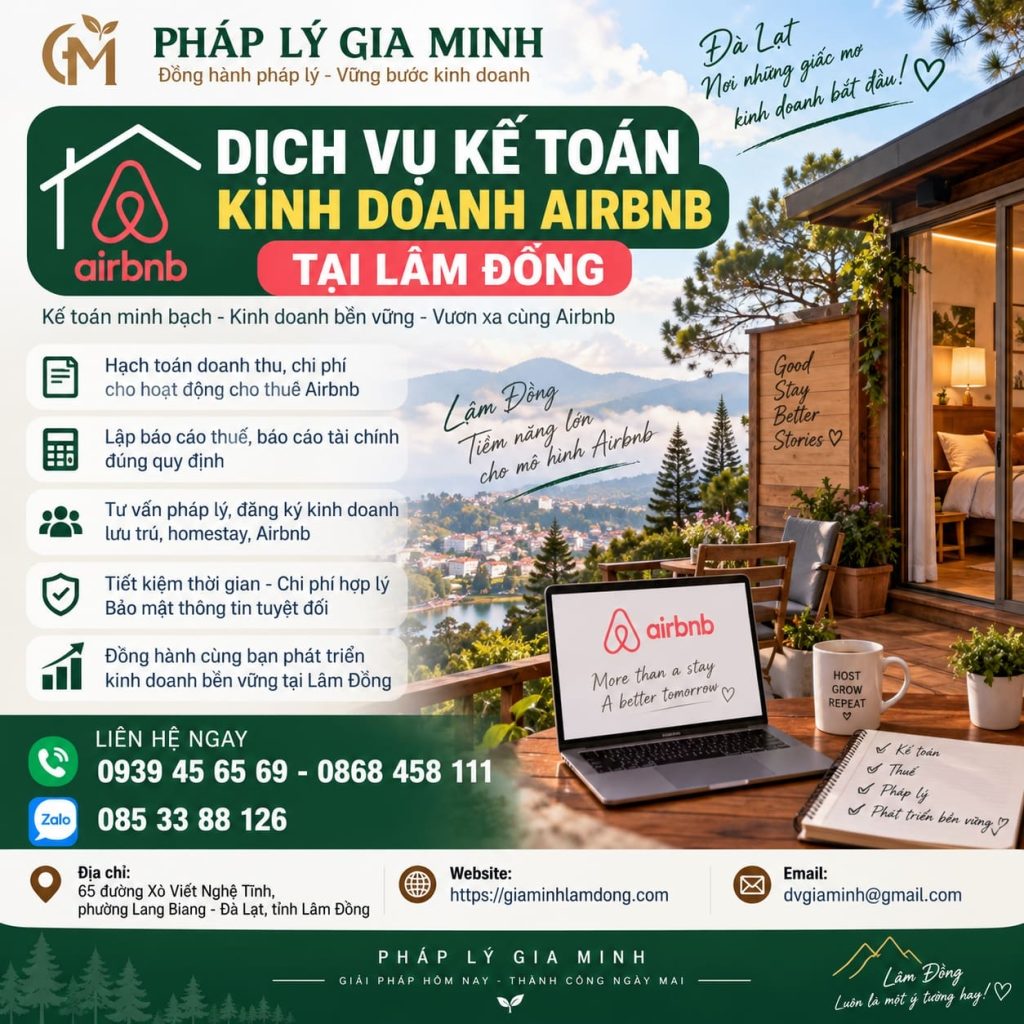Dịch vụ kế toán kinh doanh Airbnb tại Lâm Đồng trọn gói, đúng thuế 1 Dịch vụ kế toán kinh doanh Airbnb tại Lâm Đồng